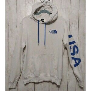 The North Face Men's U.S.A Pullover Hoodie White Size Small Pre-Owned EUC